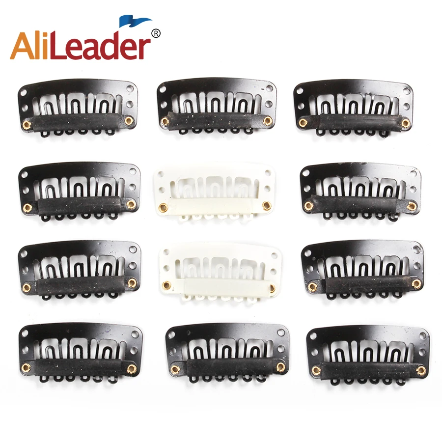 Alileader, 20 шт./лот, заколки на заколках, человеческие волосы для наращивания, плетение на заколках, челка спереди, заколки для волос, стальная расческа, черный, белый цвет