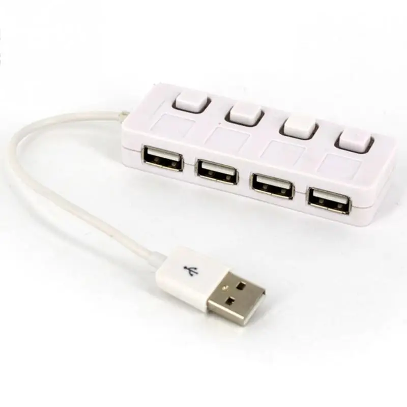 Практичный usb-хаб 4 порта USB 2,0 высокоскоростной концентратор с кнопка выключателя питания USB передачи данных/зарядки концентраторы