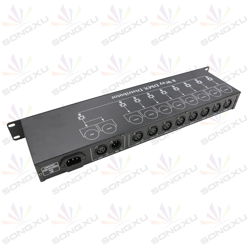 DMX512 разветвитель освещения Φ 8 way DMX распределитель для вращающейся головки par Can