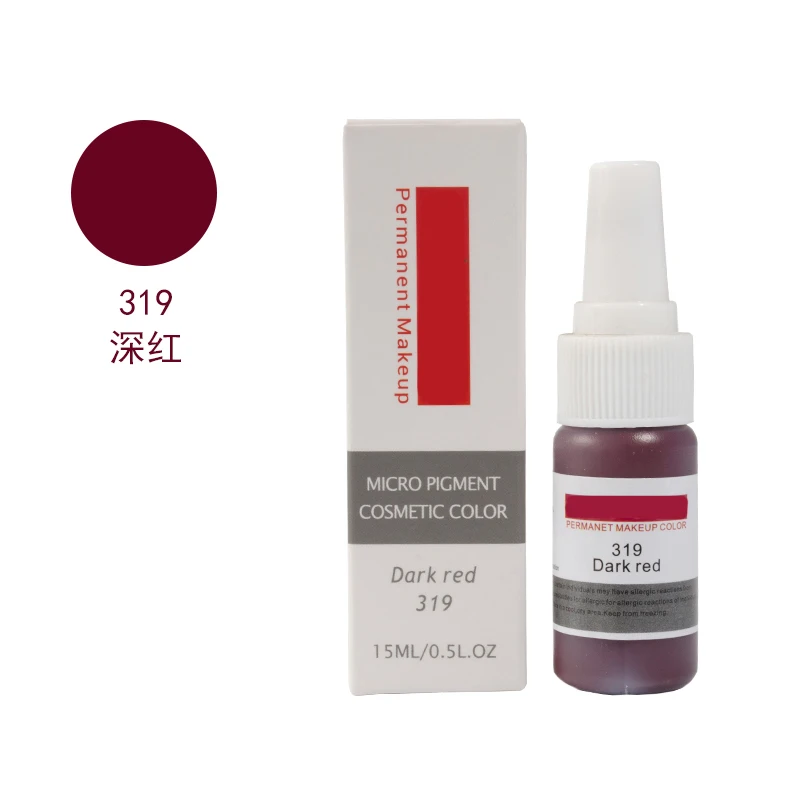 319 Dark red Постоянный пигмент для перманентного макияжа, чистое органическое жидкий пигмент 1/2 унции)(15 мл) для бровей чернил для татуажа - Цвет: 319 Dark red