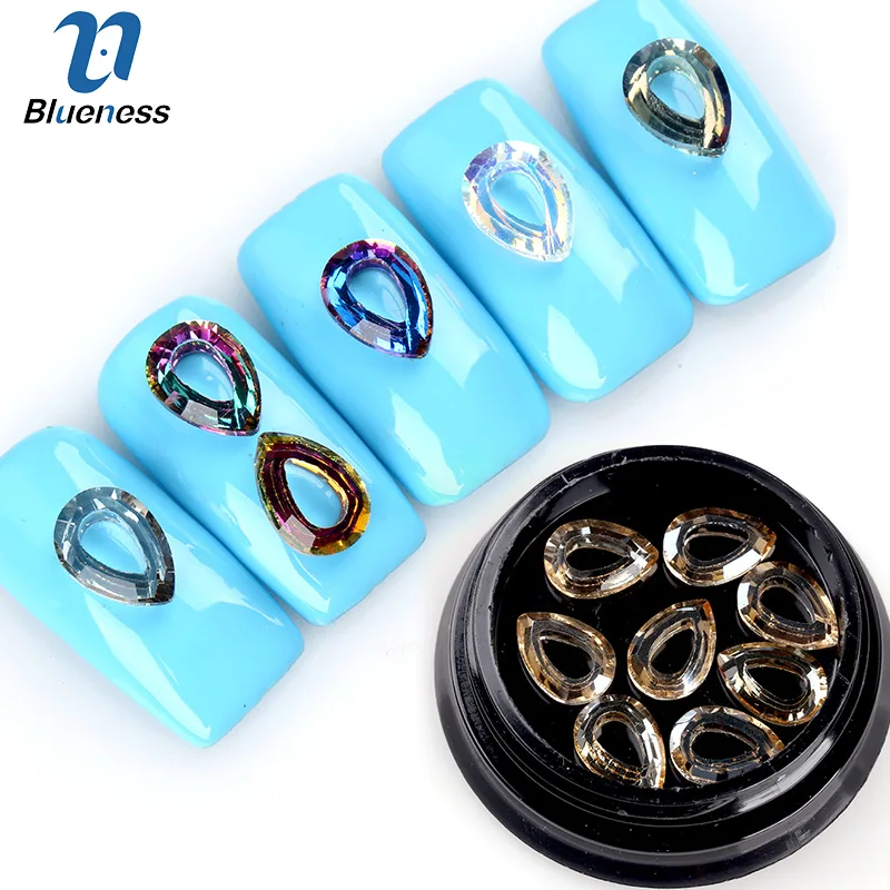 Стразы для дизайна ногтей Blueness 8 шт. прозрачные камни цветов блестящие