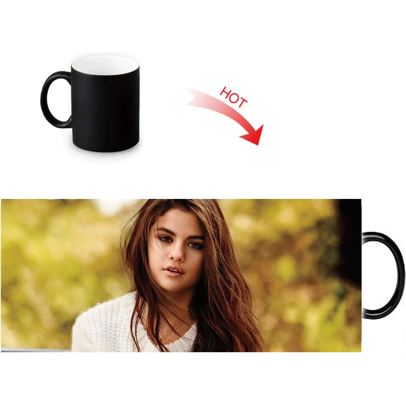 Customized Ceramic Coffee Mugs Selena Gomez Milk Tea Magic Color Changing Mug Heat Sensitive Water Cup 12oz | Дом и сад