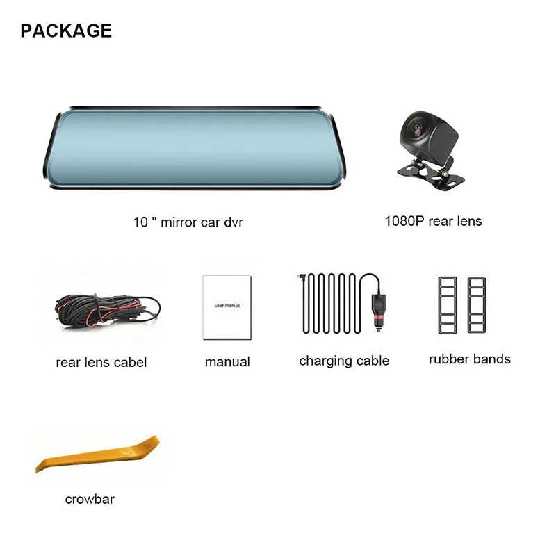 HGDO 10 inch Car DVR Rear View Mirror Dash cam Full HD 1080P Touch screen car camera dvrs Dual lens video Recorder autoregister
