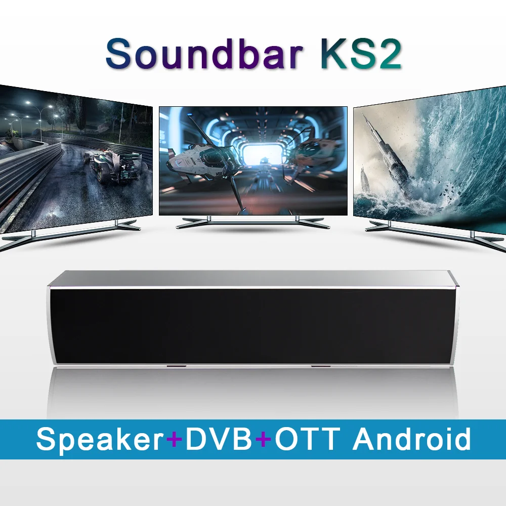 Mecool KS2 Саундбар DVB-T2 Android Отт Smart tv Box S905 четырехъядерный 1 ГБ 8 ГБ 2,4 г WiFi два в одном портативный динамик медиаплеер