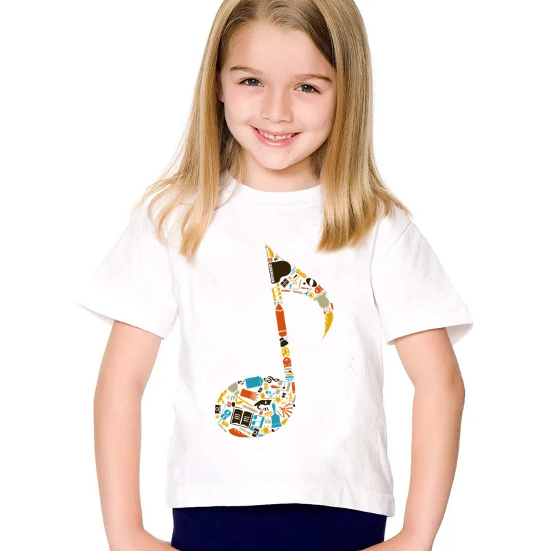 Модные детские Забавные футболки с принтом Музыка летние короткими рукавами для