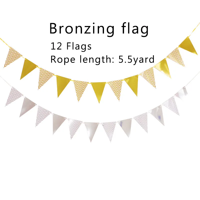 Горячий бронзирующий волнистый треугольный Вымпел флаг Детский день рождения