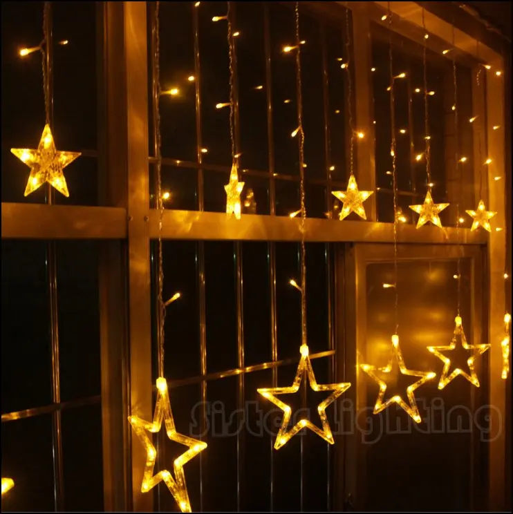 Гирлянда занавеска со звездами 220 В рождественское Новогоднее украшение
