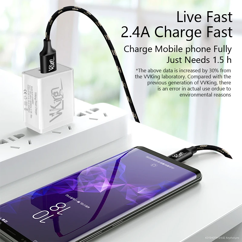 VVKing Micro USB кабель 2 4a нейлоновый для быстрой зарядки и передачи данных Samsung Xiaomi LG