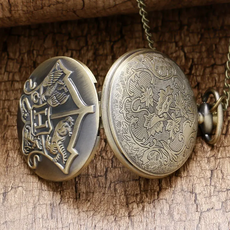 Ретро Бронзовый щит часы школы чародейства и волшебства карманные девиз значок