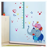 lovely mr elephant and elephant junior height measure wall stickers for kids nursery rooms growth chart wall decal