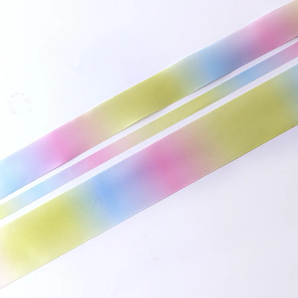 50 yards 9mm-75mm double face printed Gradient color satin ribbon DIY handmade materials wedding gift wrap |