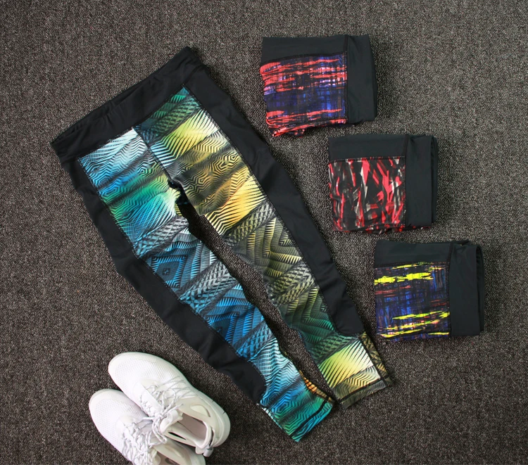 Women Patchwork Gym Sports Running Yoga Pants Pantalon Mujer Female Compression Fitness Trousers Joggers Elastic Leggings Tights |