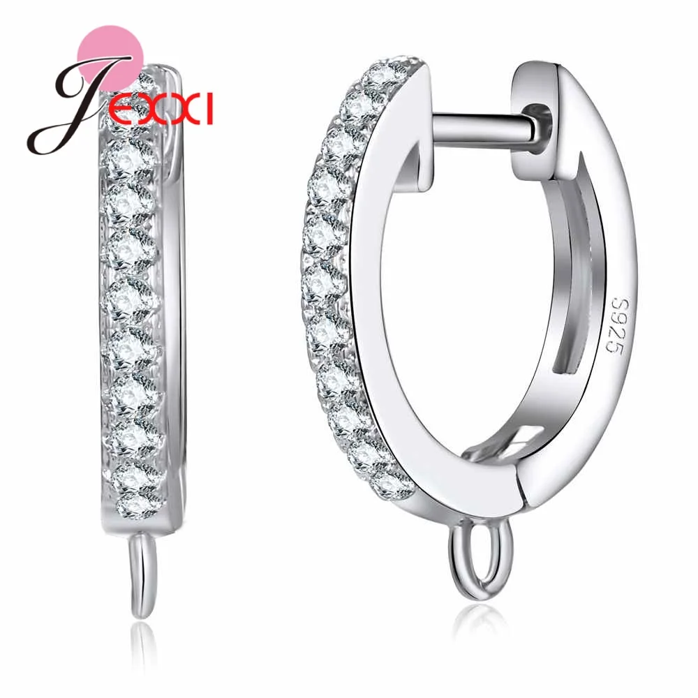 Women Cubic Zirconia Earring Jewelry Findings 925 Sterling Silver Making Accessory Hoop Earrings Connectors | Украшения и