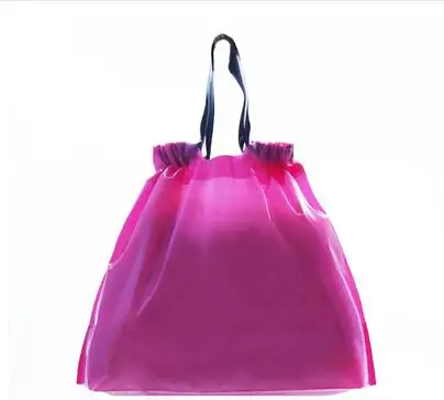 Rose red Печатный логотип(минимальный заказ 300 шт) Большая пластиковая подарочная упаковка для одежды хозяйственная сумка с Кулиской пластиковая подарочная сумка с ручками - Цвет: Rose red