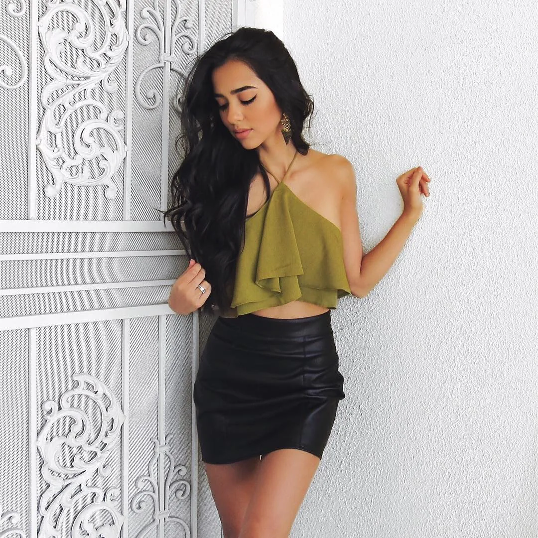 2017 Новый Сексуальный Рюшами Холтер Жилет Обрезанные Топы Для Женщин Шифон Тонкий