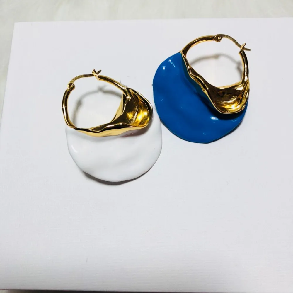 Эмаль CC Exaggrate большая серьга Kolczyki Kupe Joyas золотой белый синий 3 цвета букле Oreille Oorbel ohrrrringe бижутерия для женщин