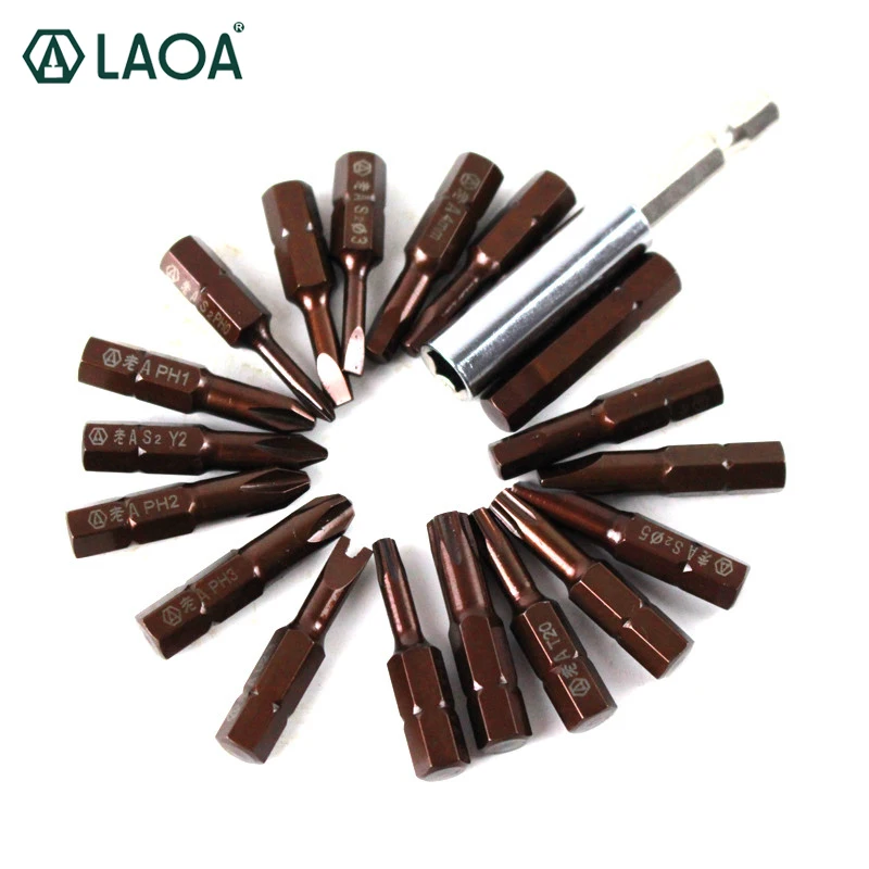 LAOA 20 в 1 S2 сплав Сталь насадки для отвертки набор шлицевая Phillips Torx Y типов биты с 10