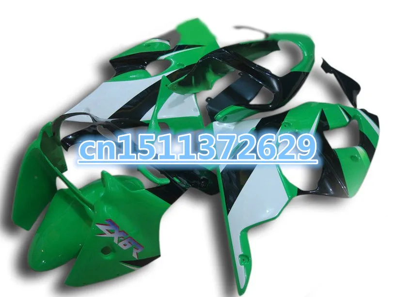 Комплект обтекателей для мотоцикла KAWASAKI Ninja ZX6R 00 01 02 ZX 6R 636 2000 2001 2002 Зеленый Белый