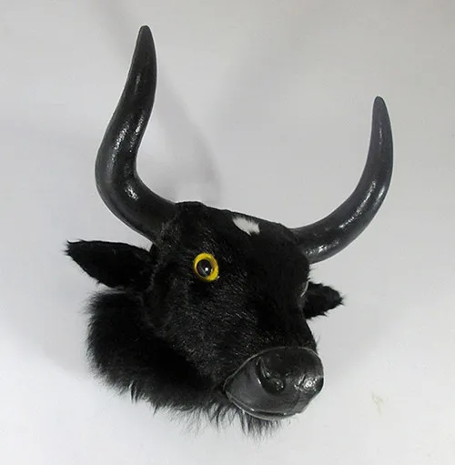 

large 30*32*18CM cattle's head hard model toy,polyethylene&fur wall pandent handmade craft,prop.home decoration 1889
