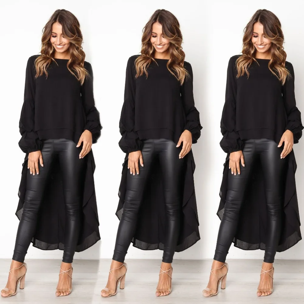 Весеннее модное женское платье с длинным рукавом и оборками Повседневное