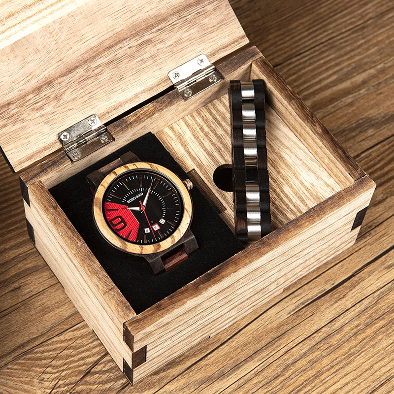 Мужские часы reloj hombre BOBO BIRD Набор браслетов деревянные отображение даты японский
