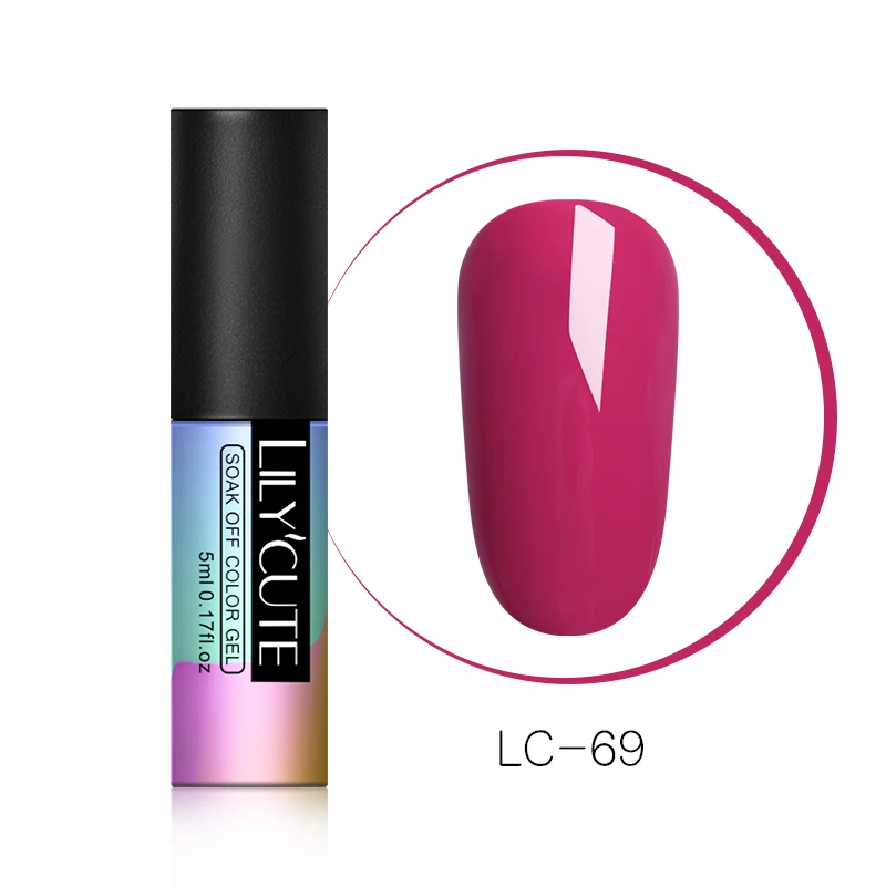 LC-69 LILYCUTE, УФ светодиодный чистый цветной гель для ногтей, лак для ногтей, долговечный, красный, серый, кофейный, замачиваемый, Гель-лак для ногтей - Цвет: LC-69