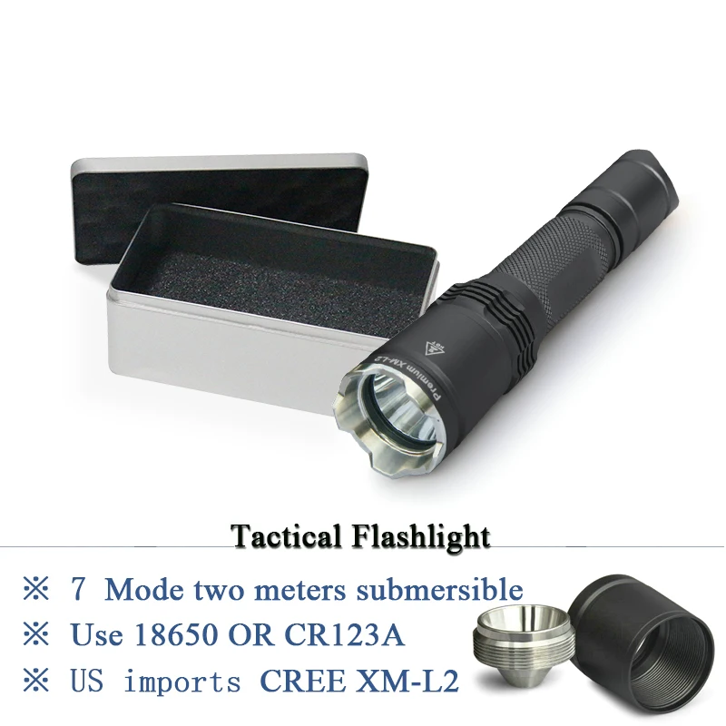 Тактический фонарик 18650 зарядка cree xm l2 светодиодный IPX 8 Водонепроницаемый фонарь