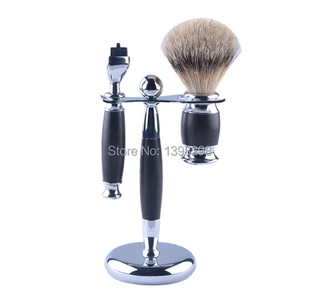 Оптовая цена черный негр кисточку набор натуральный ebony silvertip барсук волос бритва