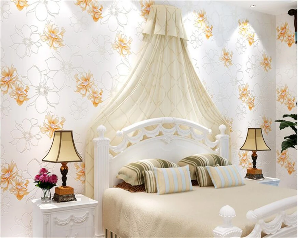 

beibehang Simple three - dimensional non - woven wallpaper warm pastoral pink big flower TV background wallpaper papel de parede