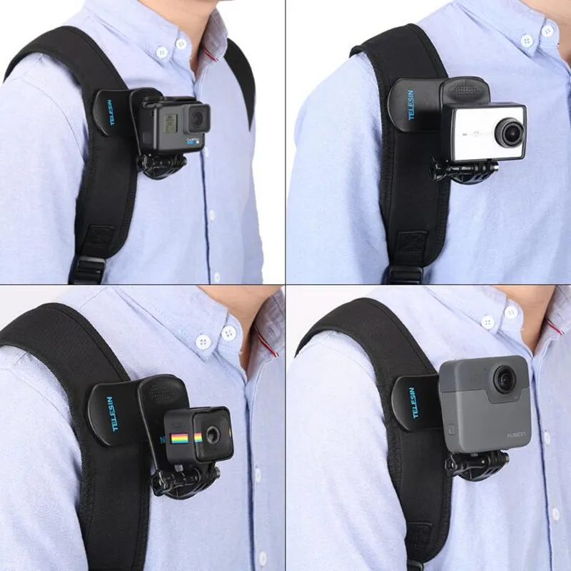 TELESIN экшн камера рюкзак зажим для GoPro Hero 6 5 4 3 360 поворотный Крепление Go Pro Xiaomi Yi 4K SJCAM