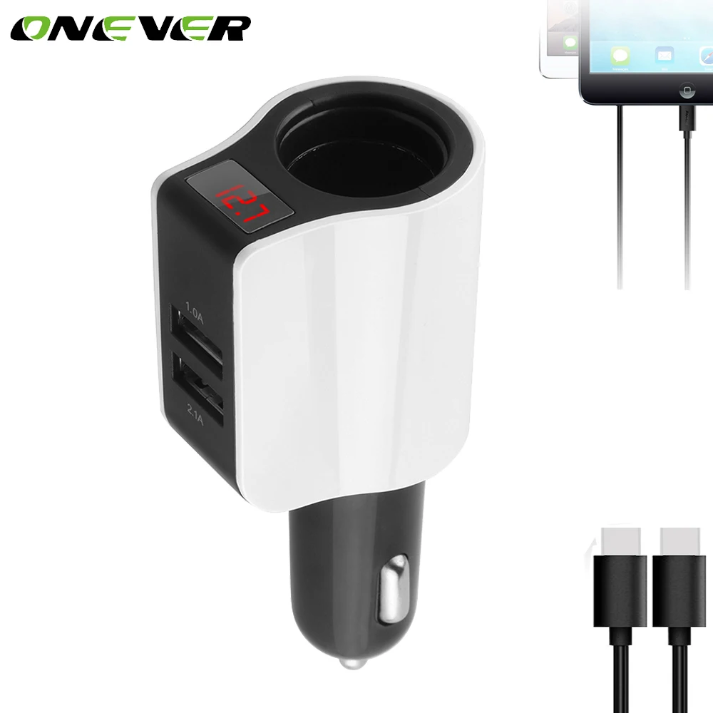Onever розетка для автомобильного прикуривателя Dual USB Автомобильное быстрое зарядное устройство 2 порта адаптер питания для iPhone iPad 2.1A зарядка мобильного телефона