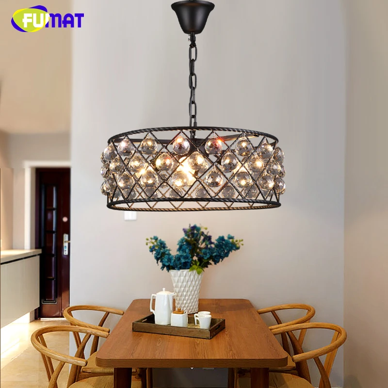

FUMAT LOFT Industrial Vintage Crystal Light Nordic Iron K9 Crystal Pendant Lights Restaurant bar Lustre Living Room Deco Lamps