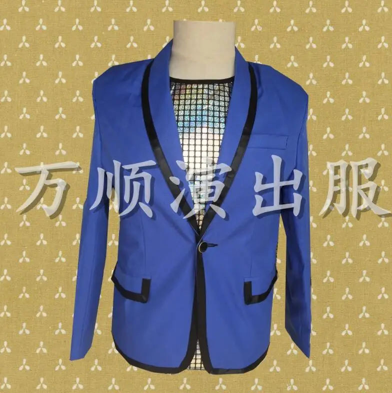 clothes men blue suits designs masculino homme terno stage costumes for singers jacket men blazer dance star style