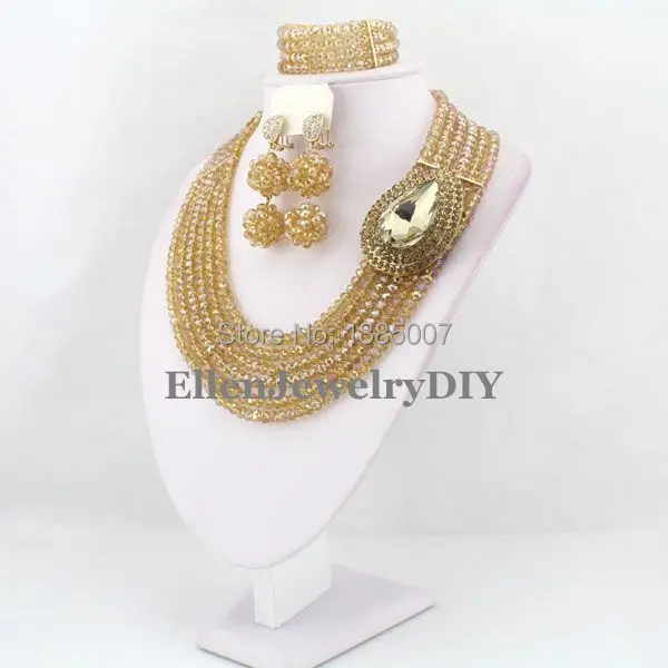 6 рядов Африканские свадебные бусы ювелирный набор кристалл африканские