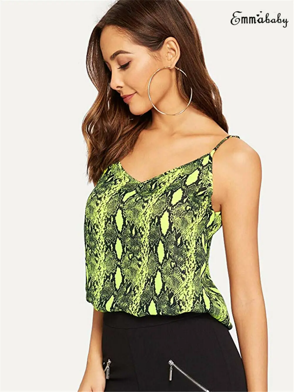 2019 New Women Shake Print Sexy Strappy Camis Camisole Ladies V Neck Sleeveless Top Tee Vest Tank Summer Casual Clothes | Женская одежда