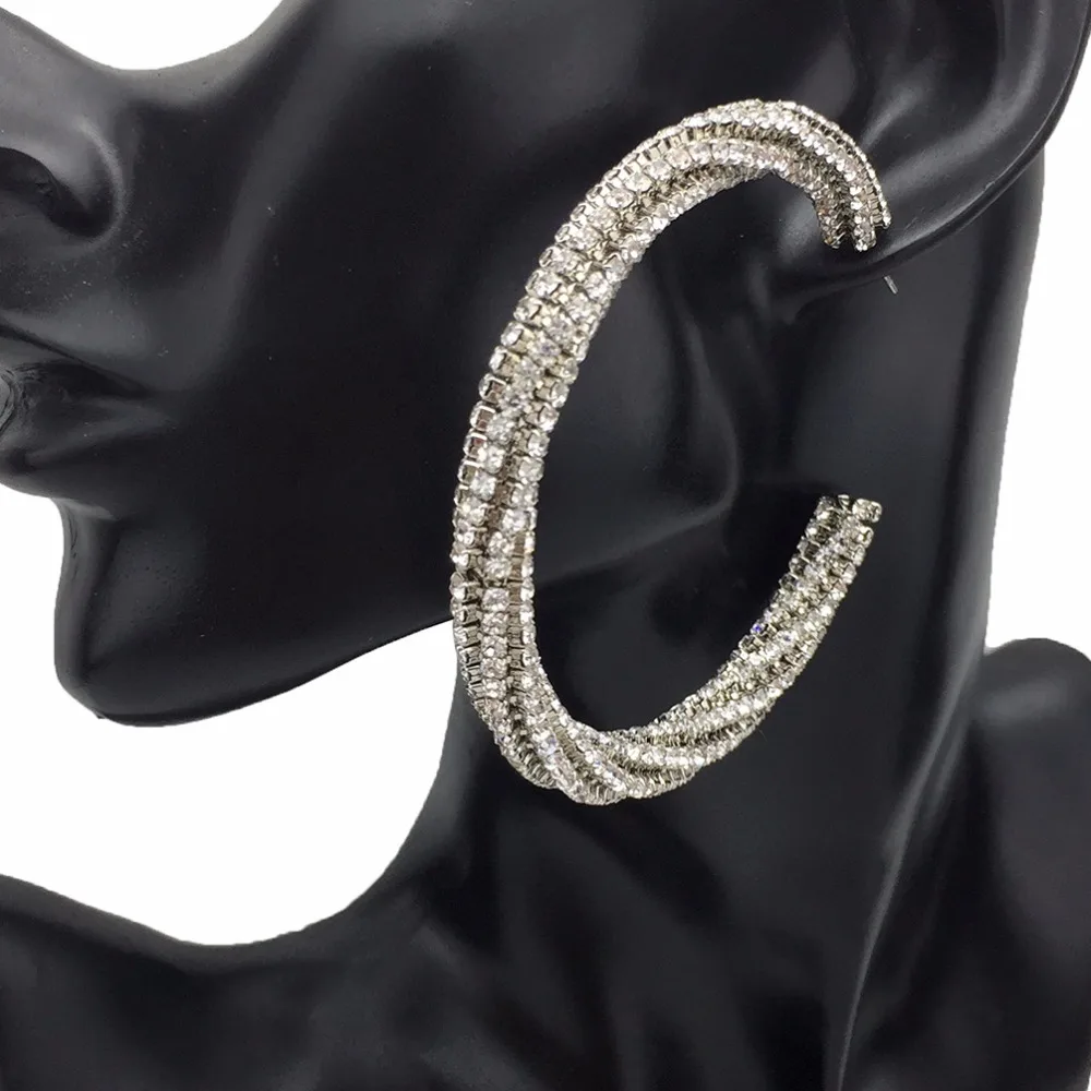 MANILAI Роскошные модные круглые серьги серебряного цвета с кристаллами большие