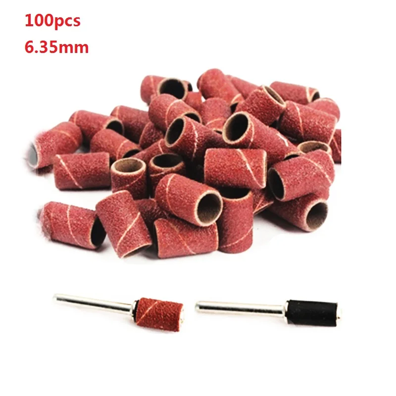 6.35mm 100 шт 1/2 1/4 Шлифовальные рукава для электроинструментов dremel аксессуары роторный инструмент деревообрабатывающий шлифовальный бумажный шлифовальный круг полировка - Цвет: 6.35mm