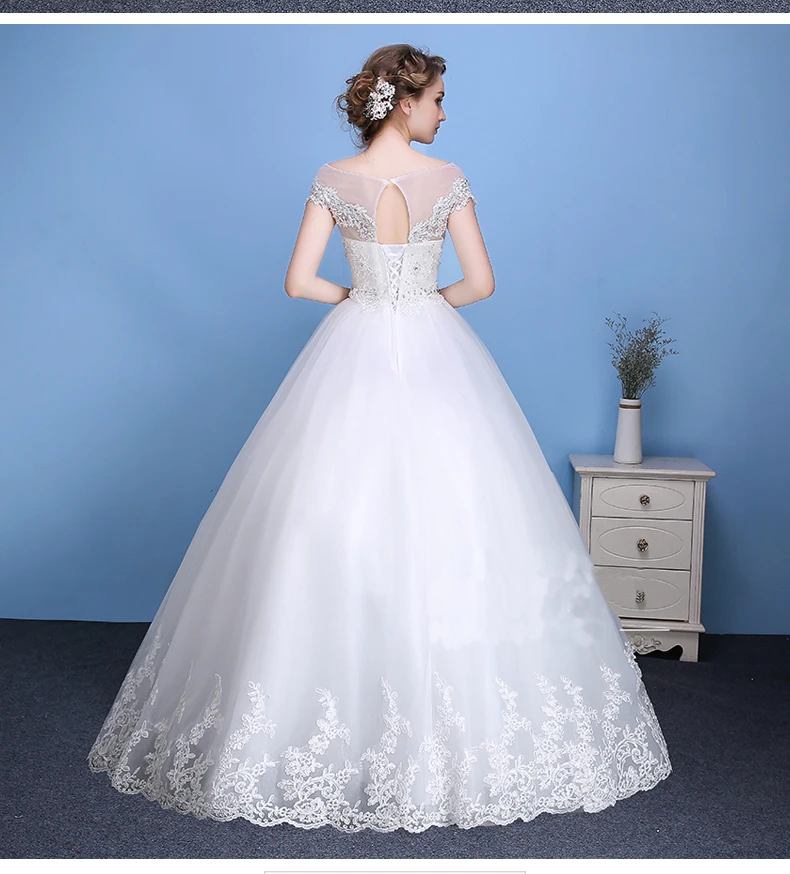 Белое Кружевное бальное платье JIERUIZE дешевые свадебные платья со шнуровкой сзади