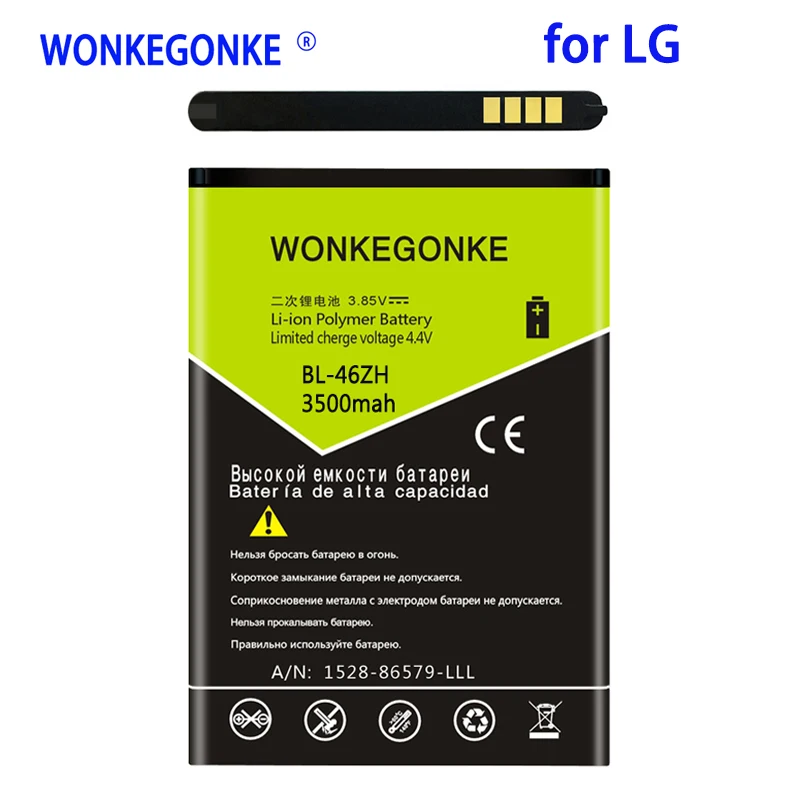 

WONKEGONKE 3500mah BL-46ZH Battery for LG AS330 K332 K350N K371 K373 K7 K8 K8V K89 LS675 LS675 M1 M1V MS330 US375 X210 Batteries