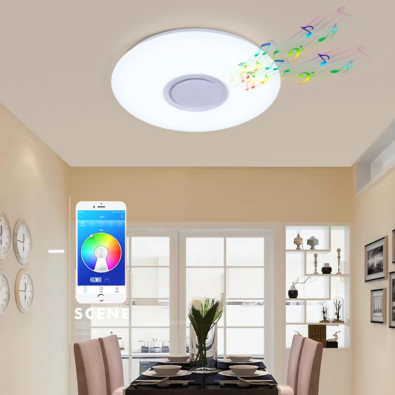Lustres De Sala управление Rgb затемнения 36 Вт светодиодный потолочный светильник с Bluetooth и музыкой 90-260 в современная лампа для-20 квадратных метров