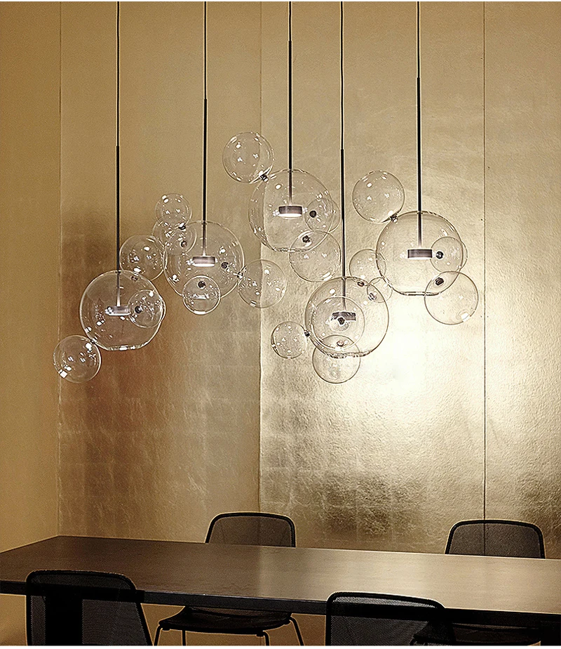 Clear Glass Ball Living Room Chandeliers Art Deco Bubble Lamp Shades Chandelier Modern Indoor Lighting Restaurant Chandeliers