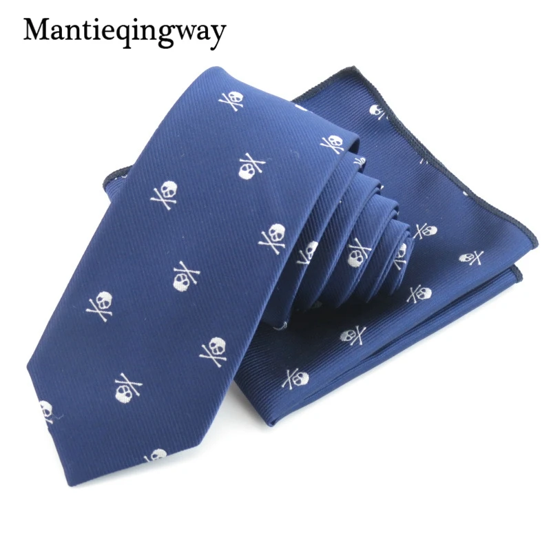 Mantieqingway деловой платок галстуки полиэстеровый галстук набор Череп карманный