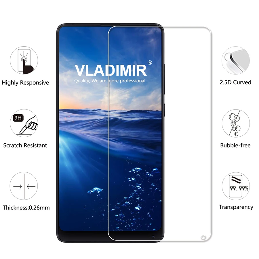 Vladimir 9H 2.5D Not Full Cover Tempered Glass for Xiaomi Mi Mix 2s Screen Protector 2S Protective Film | Мобильные телефоны и