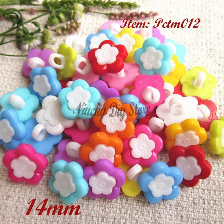 120 Pieces Assorted Flower Plastic Buttons for Sewing, Clothing, Cartoon Children's Crafts, Decorations, Scrapbooking - Loose Button Accessories image 2