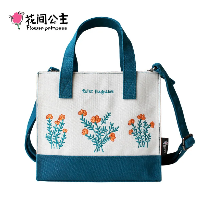 Женская холщовая сумка мессенджер с цветочной вышивкой|torebka damska|embroidery handbagshandbag