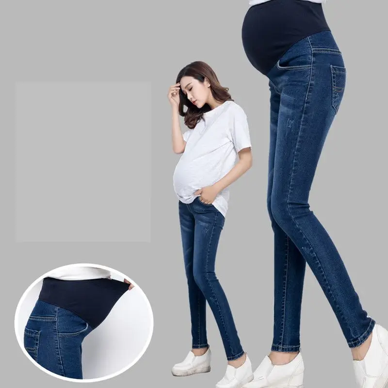 Джинсы из 100% хлопка для беременных эластичные тонкие брюки денима большие