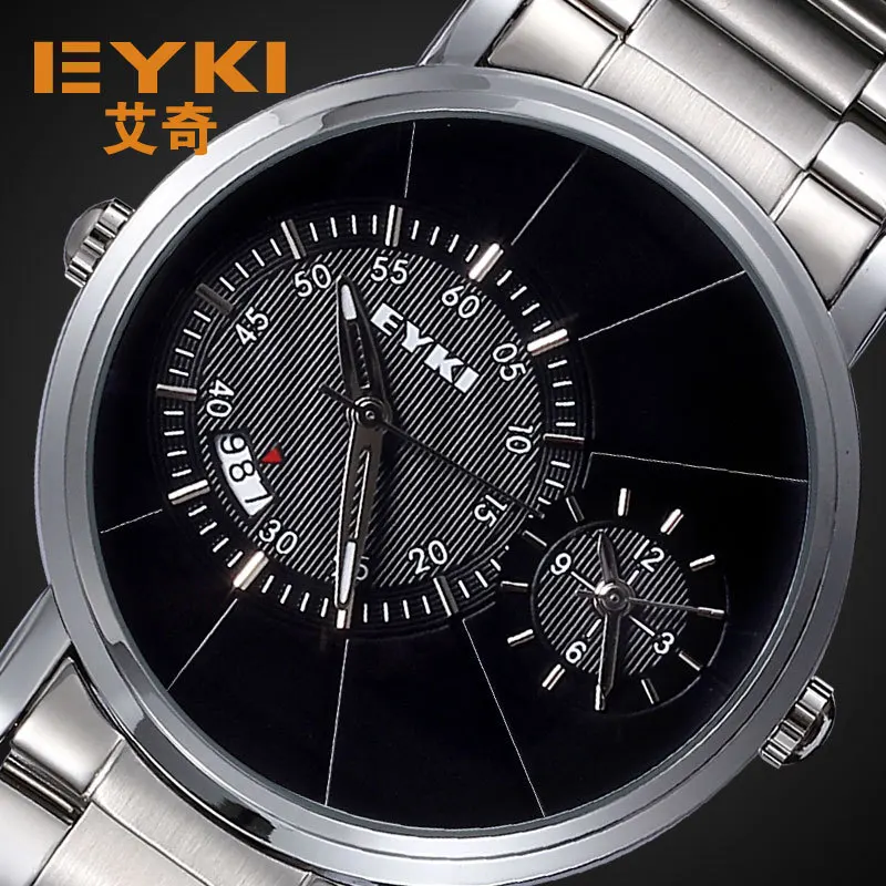 EYKI brand man watch stainless steel army dual time display 10m waterproof calendar analog import quartz movement clock | Наручные часы