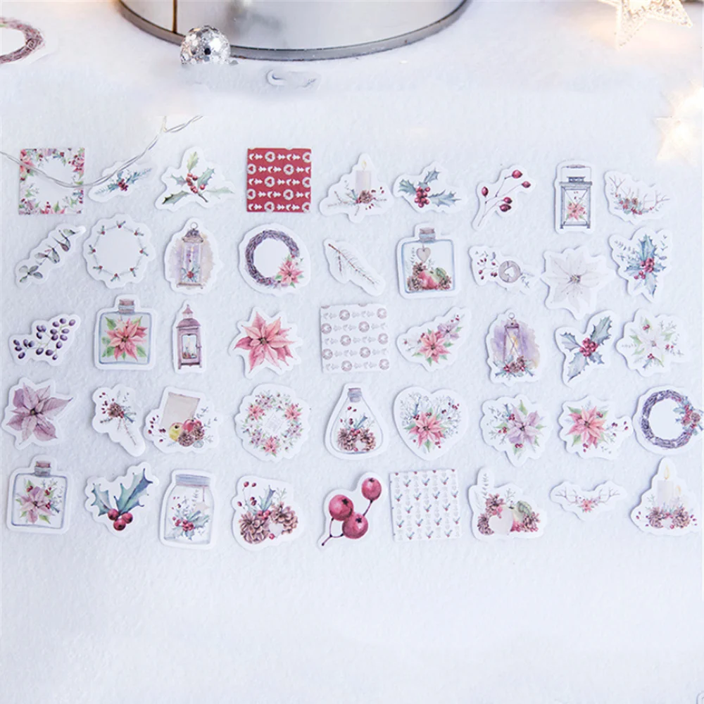 45 шт. Рождественские цветы подарок наклейки Kawaii Канцелярские Papeleria DIY Скрапбукинг