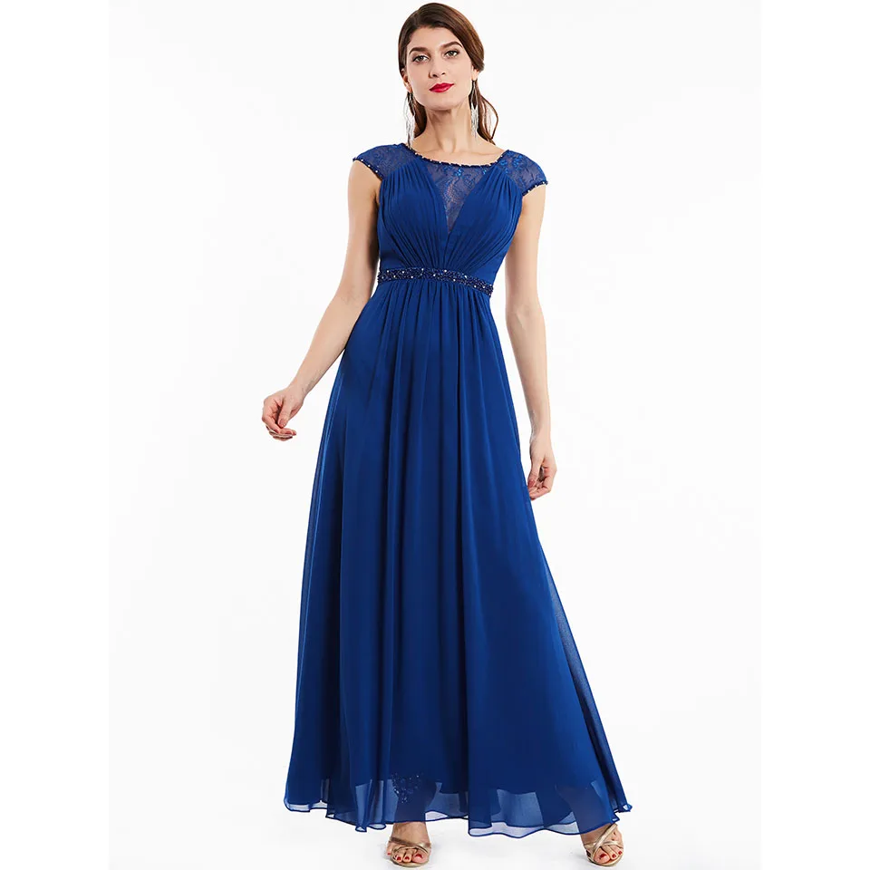 Dressv dark женское длинное вечернее платье с глубоким круглым вырезом без рукавов