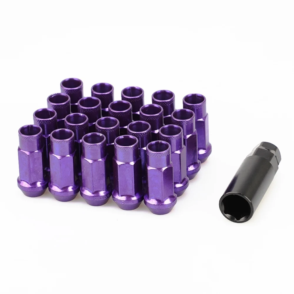 purple 20 шт./компл. сталь 50 мм M12* 1,5 M12x1.25 гоночное автомобильное колесо гайки болты с ключом для Subaru - Название цвета: purple